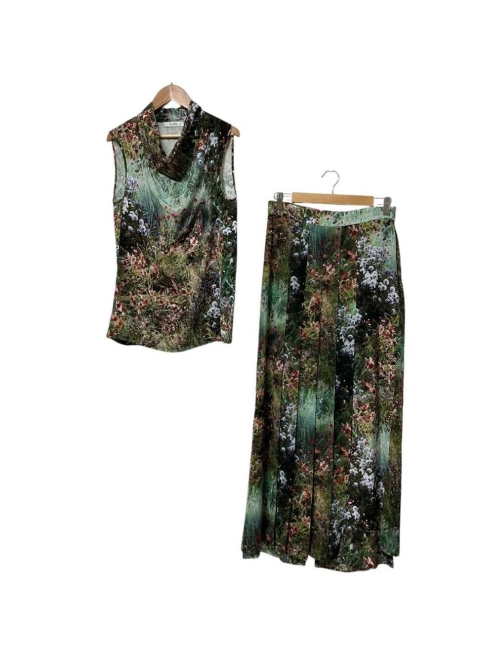 Max Mara Floral Print Silk Sleeveless Top Skirt Pants Set /42 Multicolor 40